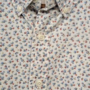 Mens Ralph Lauren Denim Supply Large L White Floral Print Short Sleeve Button